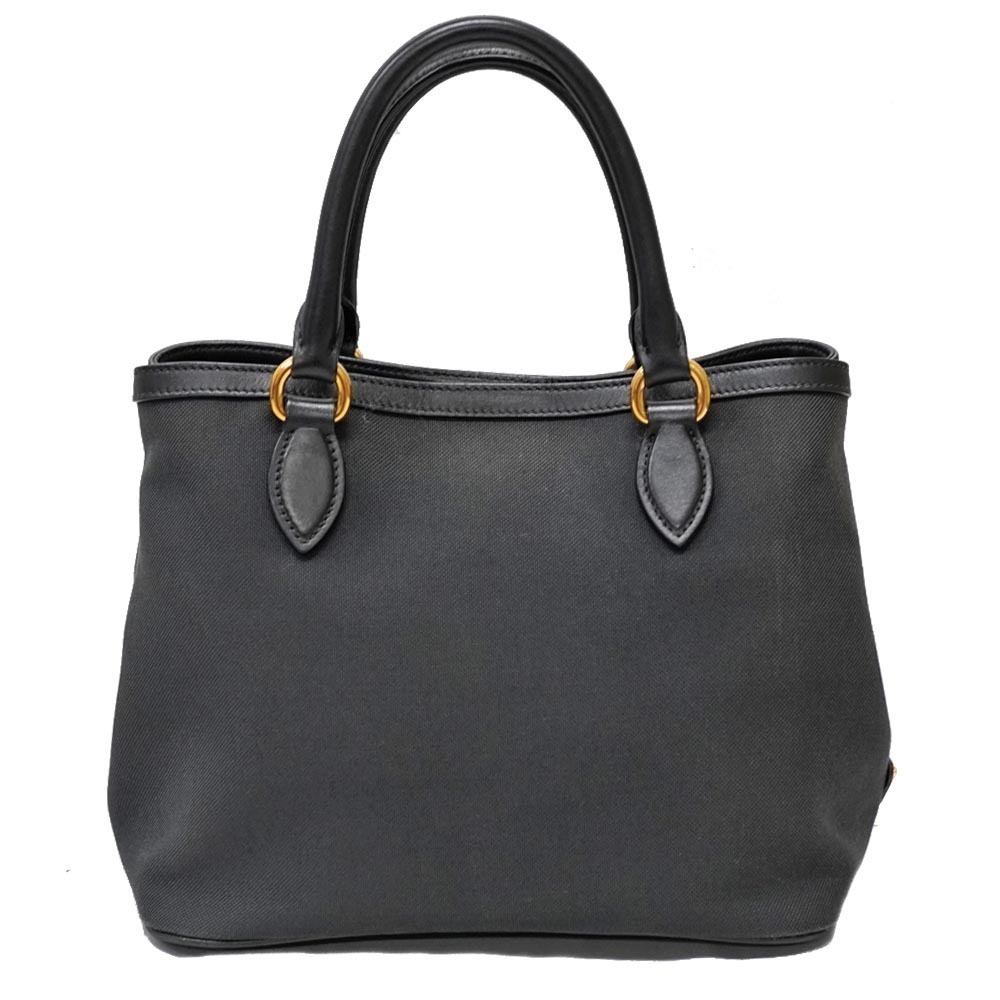 Prada Canvas Black Tote Leather Jacquard Bag Logo